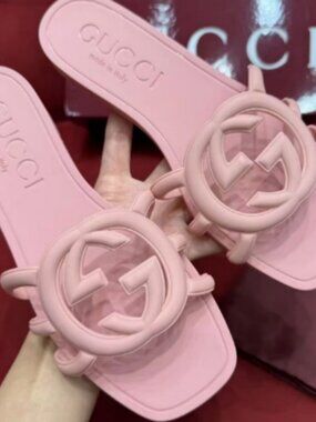 Gucci Pink GG Slides